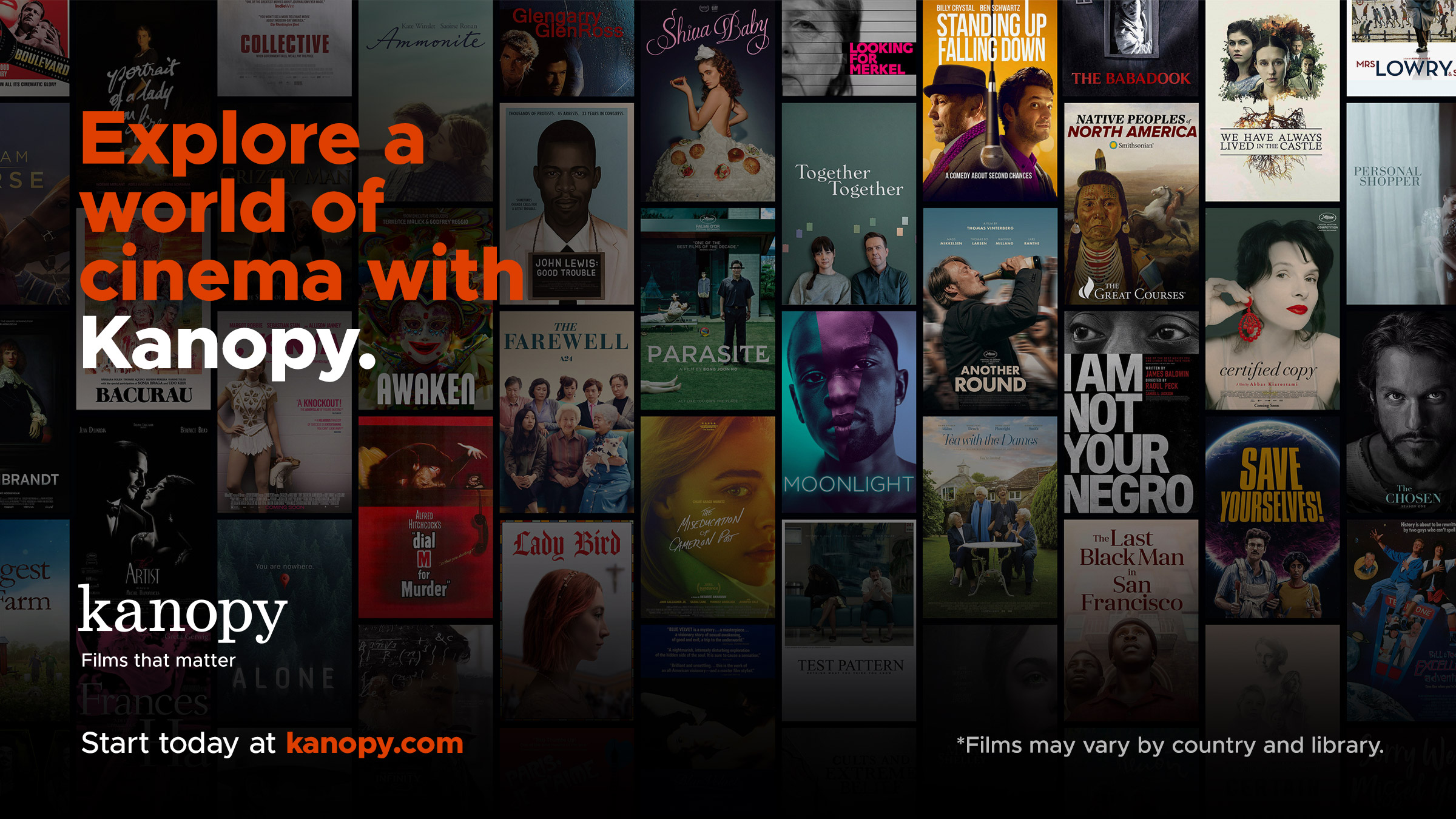 Explore a world of cinema with Kanopy. Start today at kanopy.com.